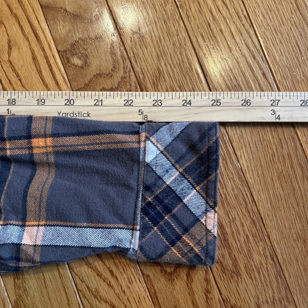 Legendary Whitetails Flannel Shirt‎ Men XL Grey Orange Plaid Corduroy Flip Cuffs